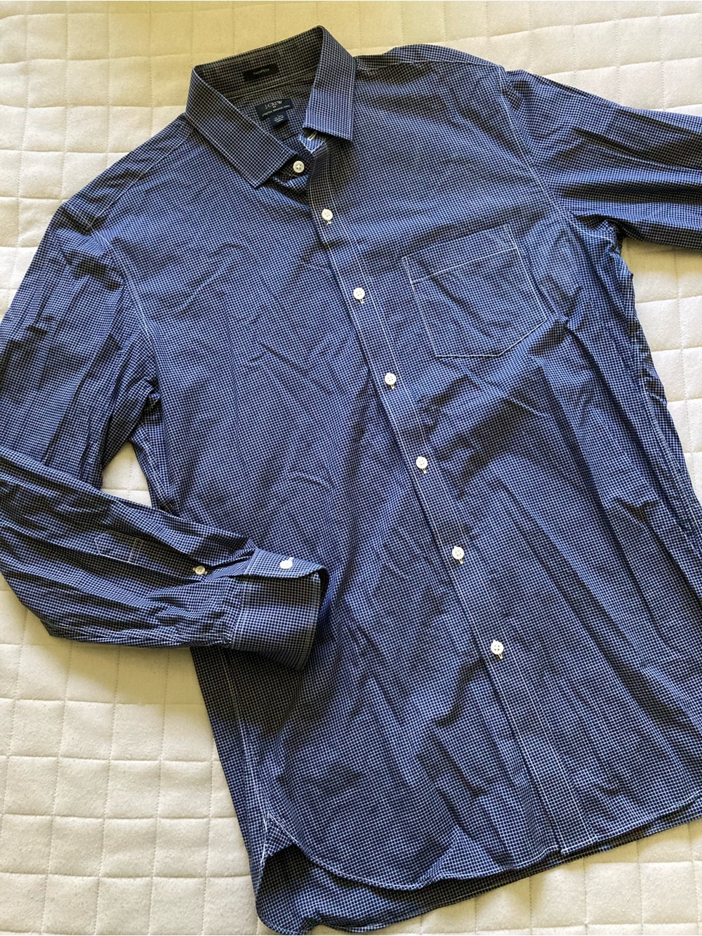 J. Crew Men's Navy Micro-Check Dress Shirt